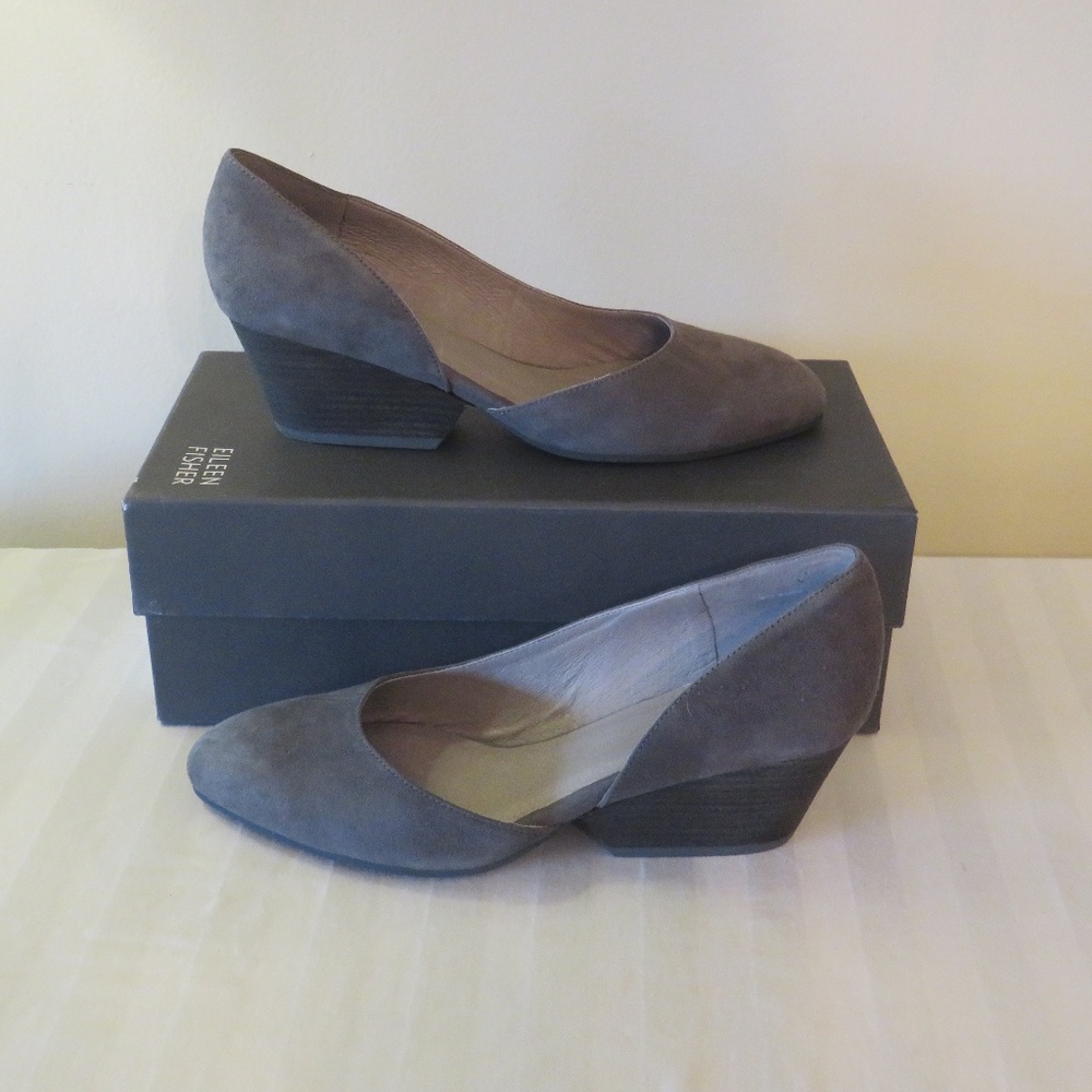 Eileen Fisher Nightfall Suede Wedge Pumps Size 8